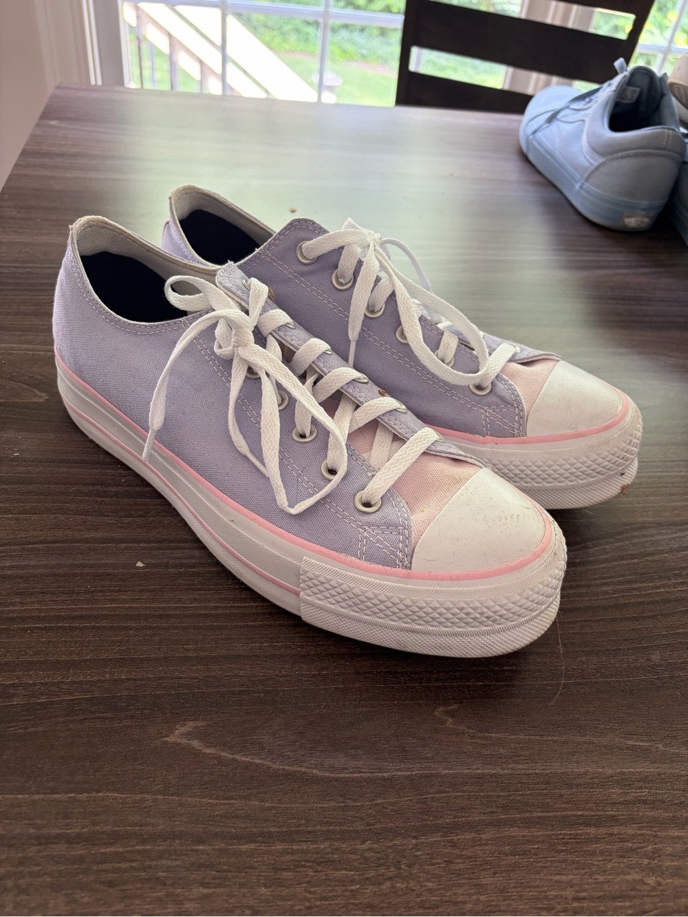 Converse Low-Top Sneakers in Lavender and Pink Trim